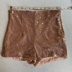 Forever 21 High Waist Sequin Shorts - Rose Gold